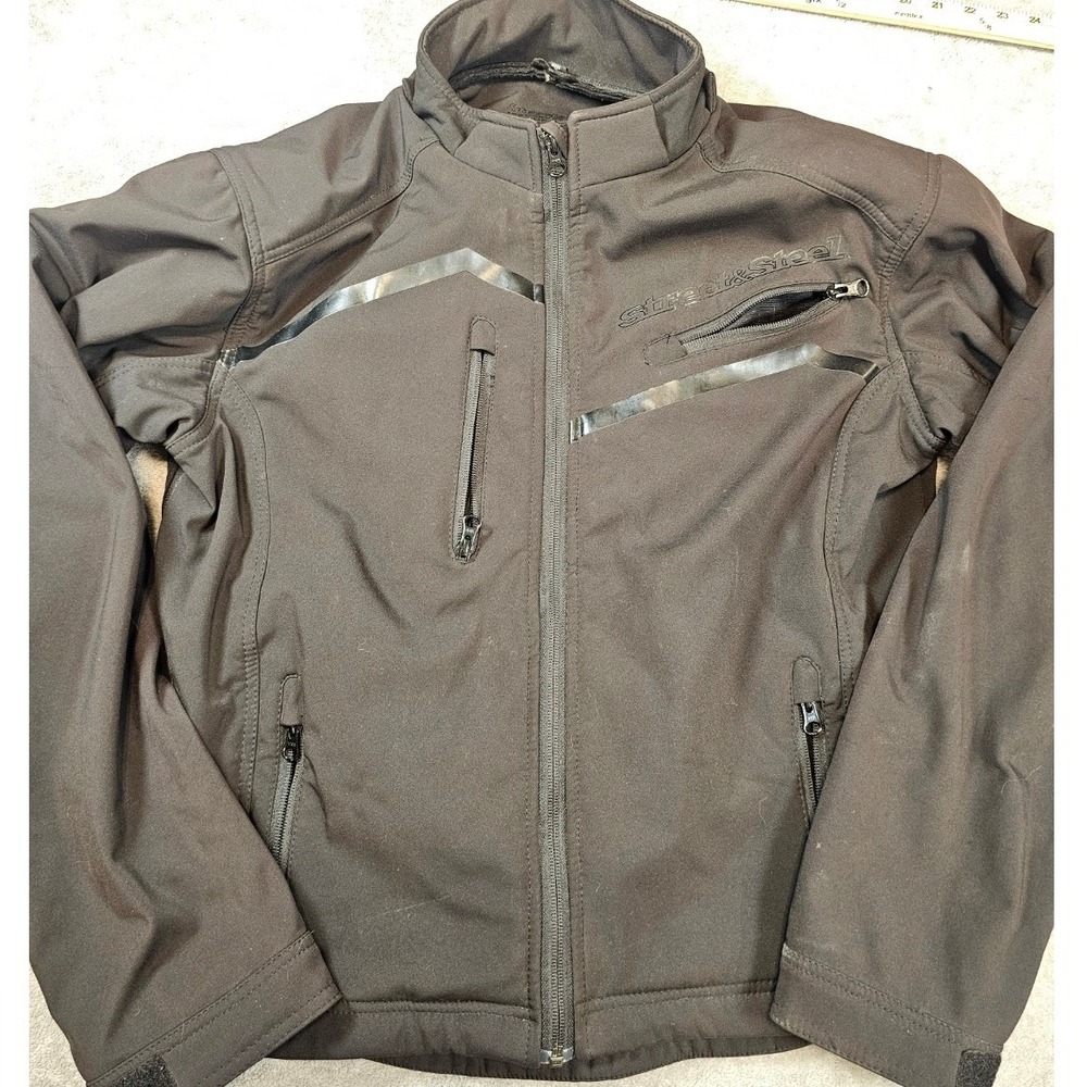 Street & Steel Mens Medium Armored Motorcycle Riding Jacket Black
